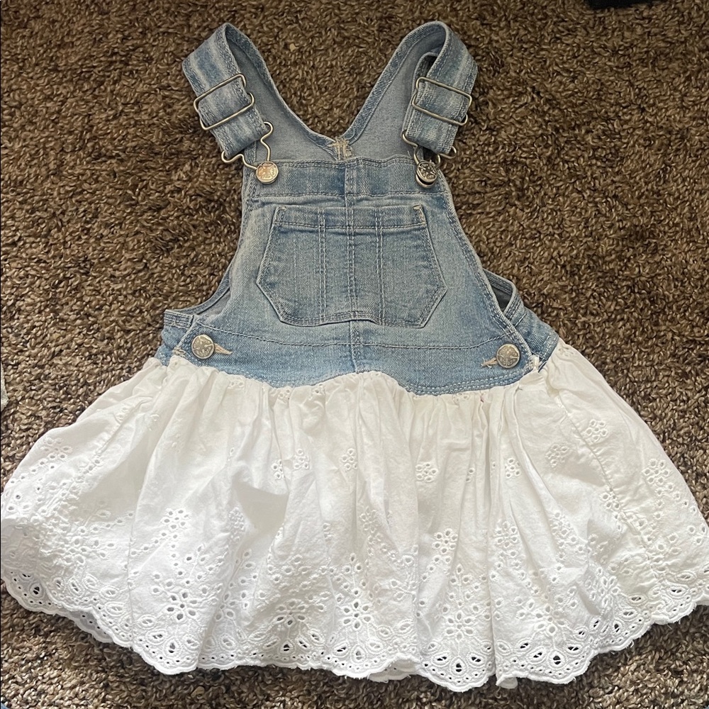OshKosh B'gosh Blue and White Skirt Overalls